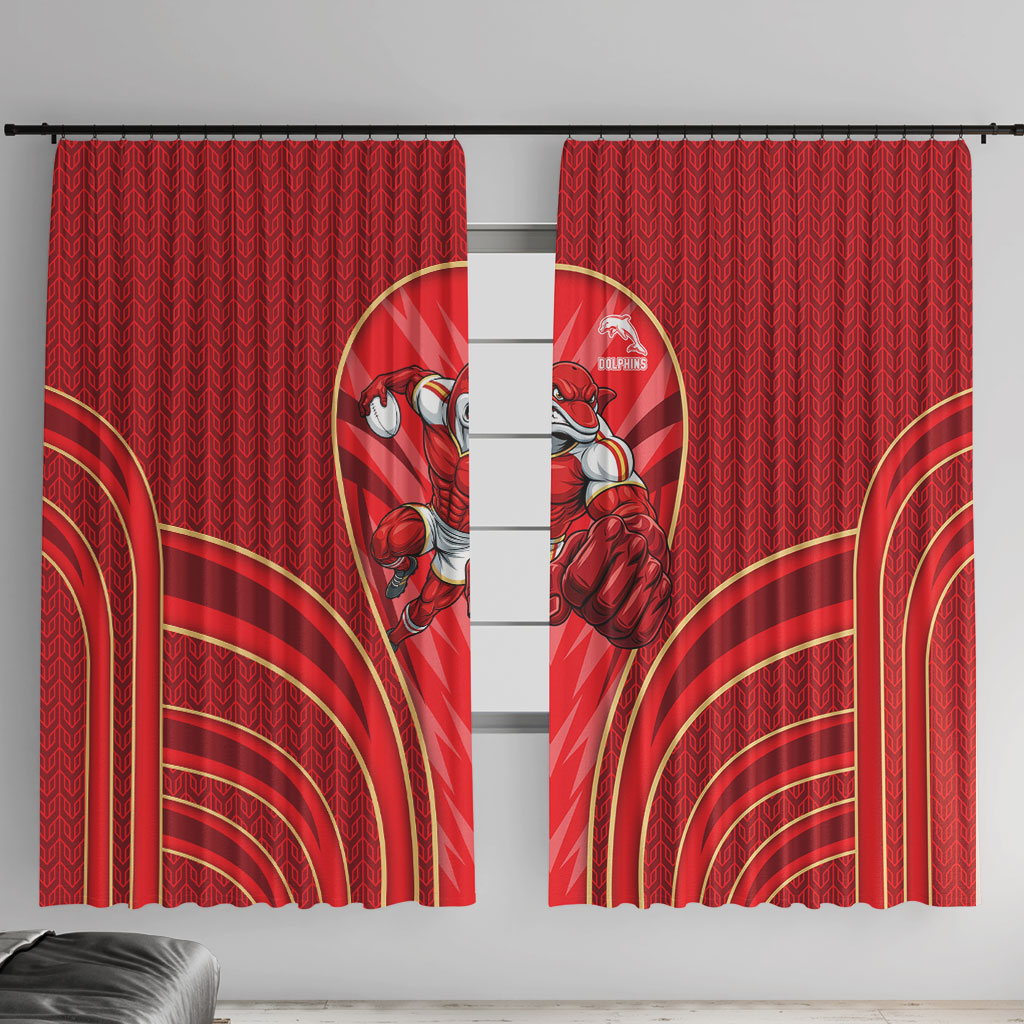 Dolphins Rugby Mascot Window Curtain Australian Rugby Culture - Tribal Inspired Dolphin