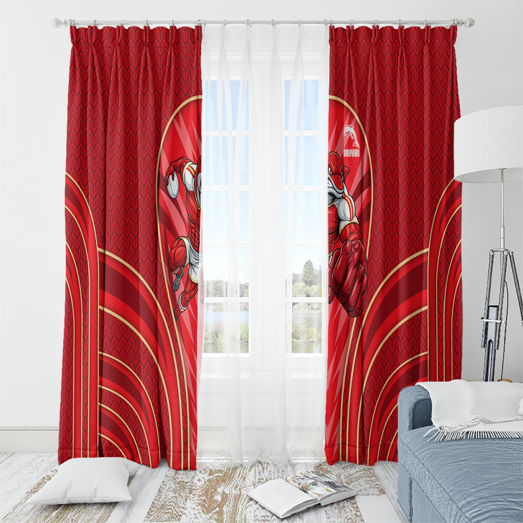 Dolphins Rugby Mascot Window Curtain Australian Rugby Culture - Tribal Inspired Dolphin