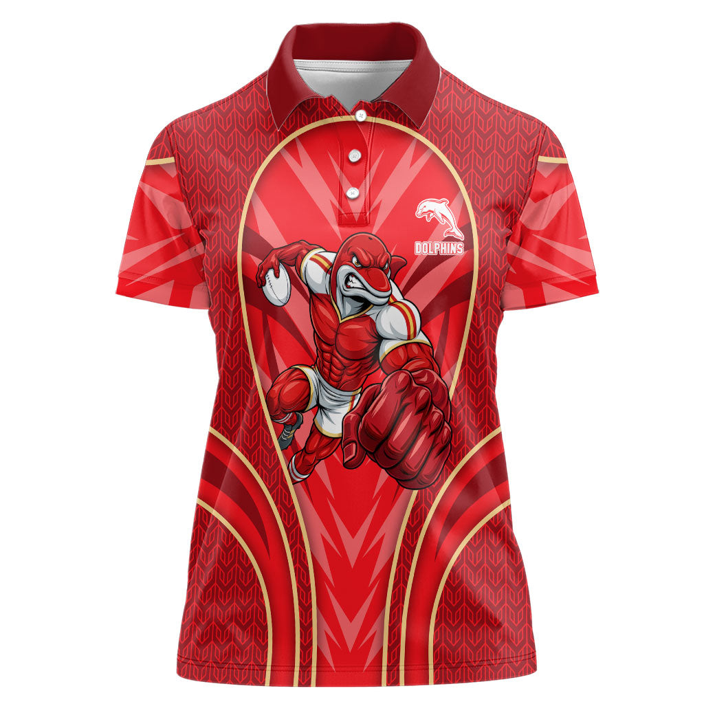 Dolphins Rugby Mascot Women Polo Shirt Australian Rugby Culture - Tribal Inspired Dolphin