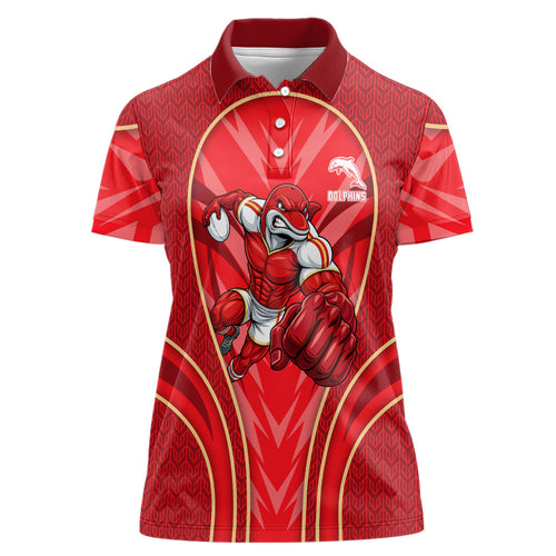 Dolphins Rugby Mascot Women Polo Shirt Australian Rugby Culture - Tribal Inspired Dolphin