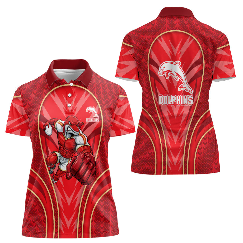 Dolphins Rugby Mascot Women Polo Shirt Australian Rugby Culture - Tribal Inspired Dolphin