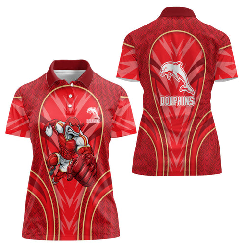 Dolphins Rugby Mascot Women Polo Shirt Australian Rugby Culture - Tribal Inspired Dolphin
