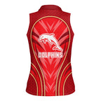 Dolphins Rugby Mascot Women Sleeveless Polo Shirt Australian Rugby Culture - Tribal Inspired Dolphin
