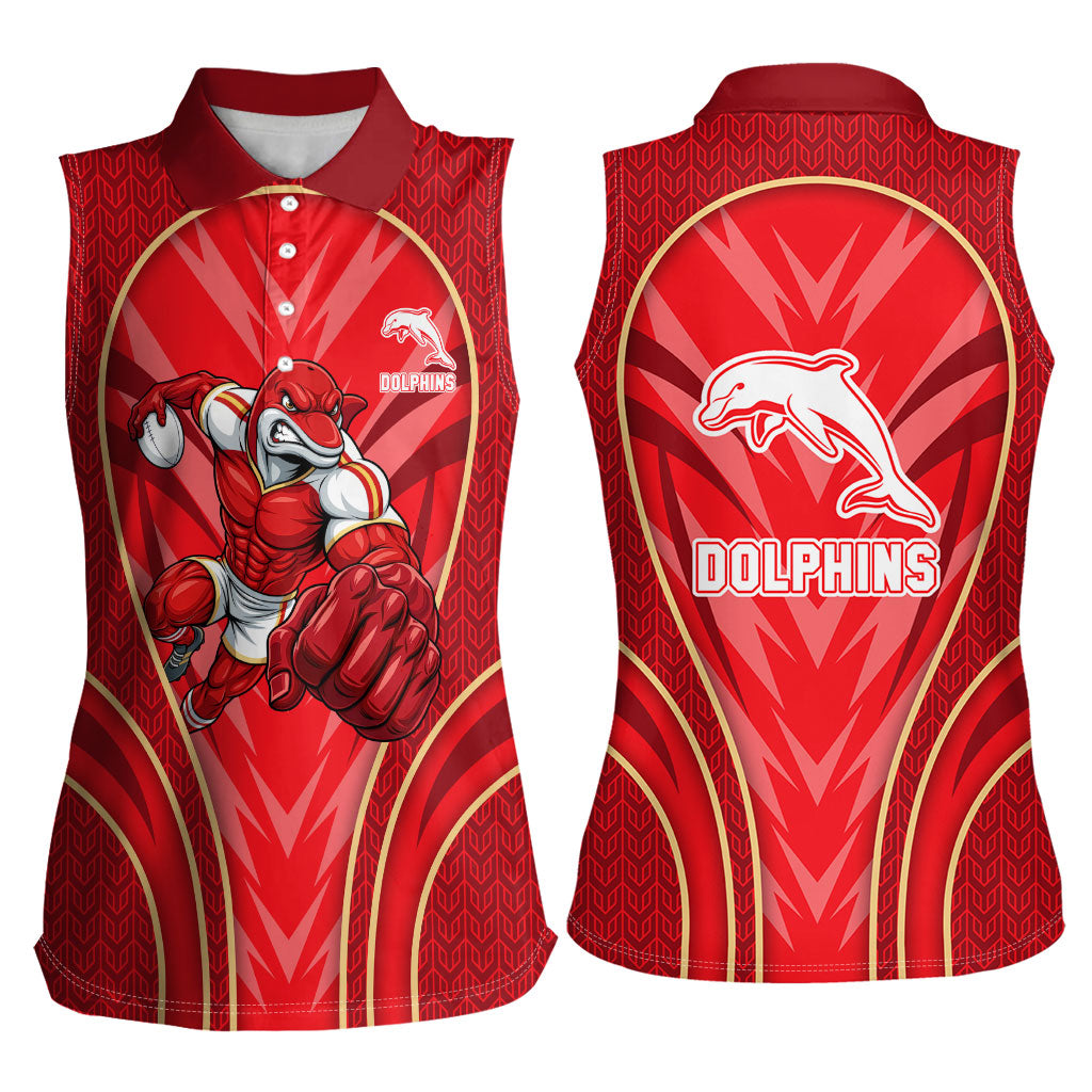 Dolphins Rugby Mascot Women Sleeveless Polo Shirt Australian Rugby Culture - Tribal Inspired Dolphin