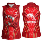 Dolphins Rugby Mascot Women Sleeveless Polo Shirt Australian Rugby Culture - Tribal Inspired Dolphin