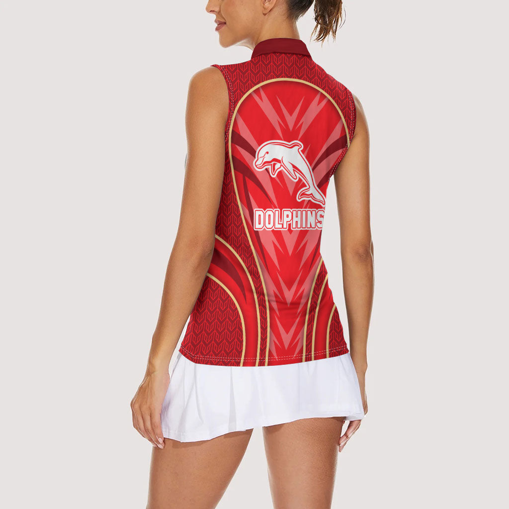 Dolphins Rugby Mascot Women Sleeveless Polo Shirt Australian Rugby Culture - Tribal Inspired Dolphin