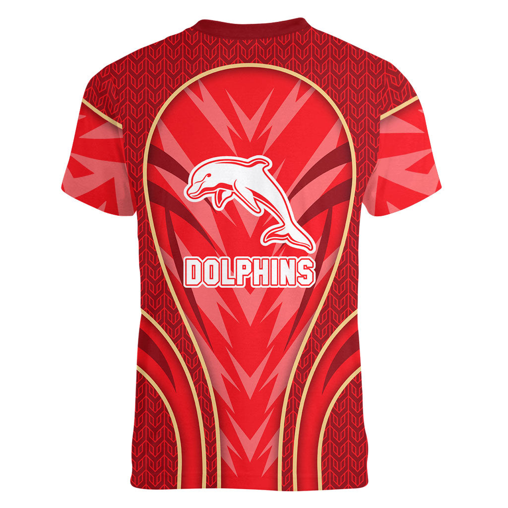 Dolphins Rugby Mascot Women V-Neck T-Shirt Australian Rugby Culture - Tribal Inspired Dolphin