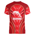 Dolphins Rugby Mascot Women V-Neck T-Shirt Australian Rugby Culture - Tribal Inspired Dolphin