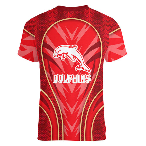 Dolphins Rugby Mascot Women V-Neck T-Shirt Australian Rugby Culture - Tribal Inspired Dolphin