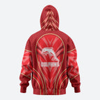 Dolphins Rugby Mascot Zip Hoodie Australian Rugby Culture - Tribal Inspired Dolphin