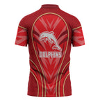 Dolphins Rugby Mascot Zipper Polo Shirt Australian Rugby Culture - Tribal Inspired Dolphin