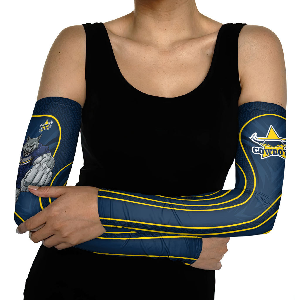 North Queensland Cowboys Rugby Mascot Arm Sleeves Australian Rugby Culture - Tribal Inspired Wolf