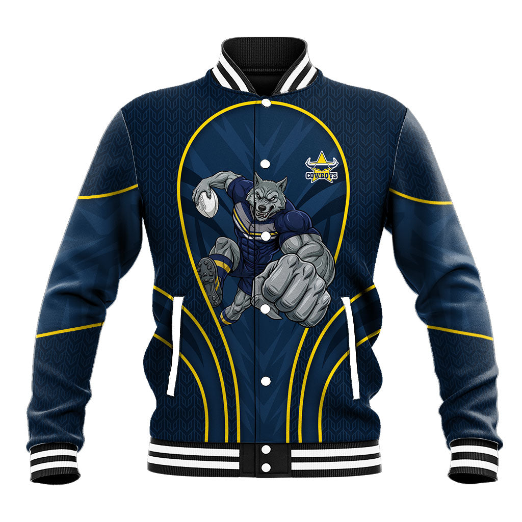 North Queensland Cowboys Rugby Mascot Baseball Jacket Australian Rugby Culture - Tribal Inspired Wolf