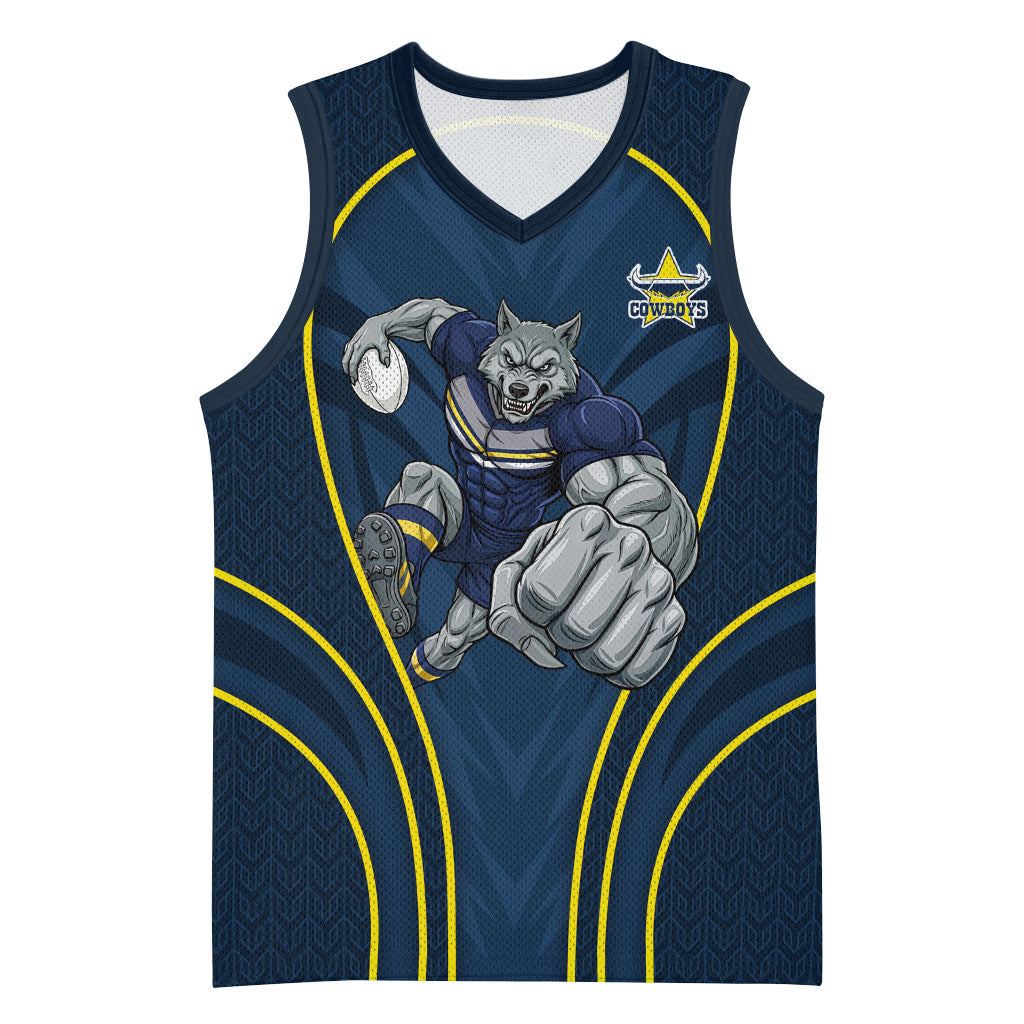 North Queensland Cowboys Rugby Mascot Basketball Jersey Australian Rugby Culture - Tribal Inspired Wolf