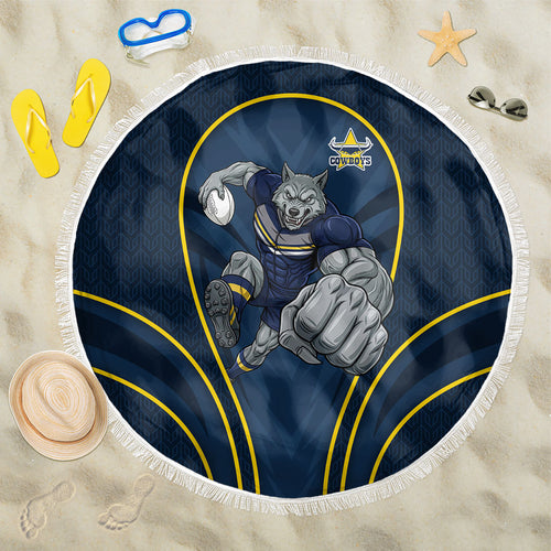 North Queensland Cowboys Rugby Mascot Beach Blanket Australian Rugby Culture - Tribal Inspired Wolf