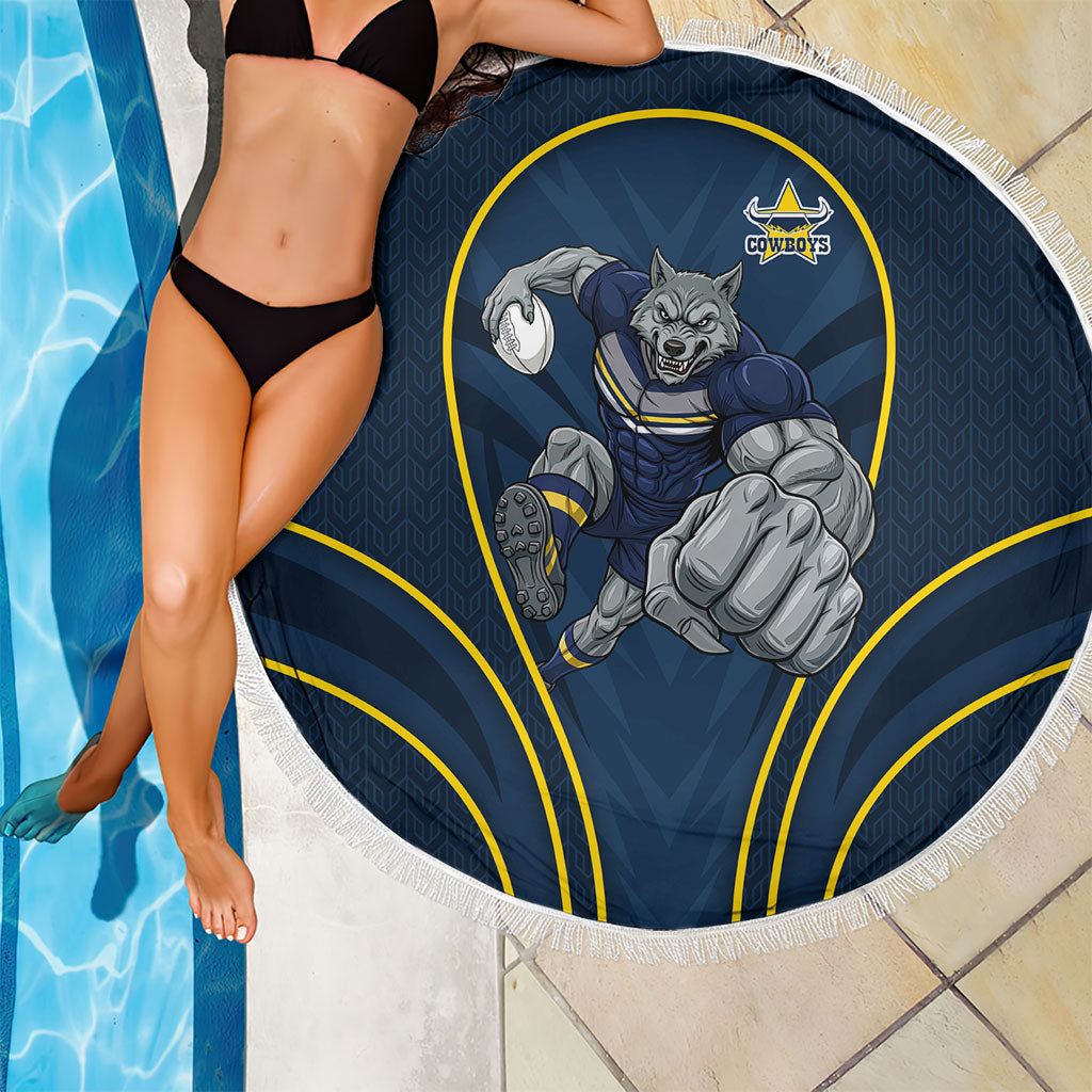 North Queensland Cowboys Rugby Mascot Beach Blanket Australian Rugby Culture - Tribal Inspired Wolf