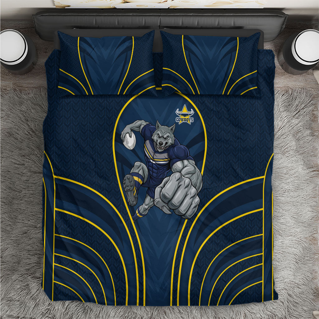 North Queensland Cowboys Rugby Mascot Bedding Set Australian Rugby Culture - Tribal Inspired Wolf