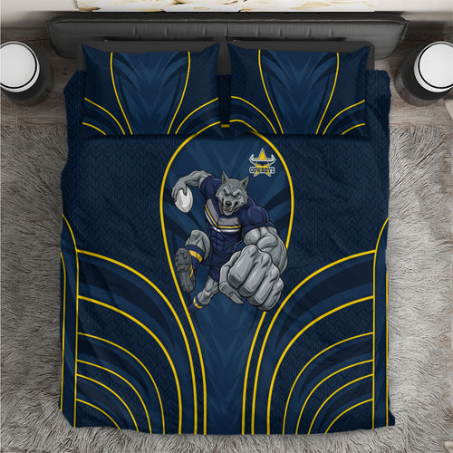 North Queensland Cowboys Rugby Mascot Bedding Set Australian Rugby Culture - Tribal Inspired Wolf