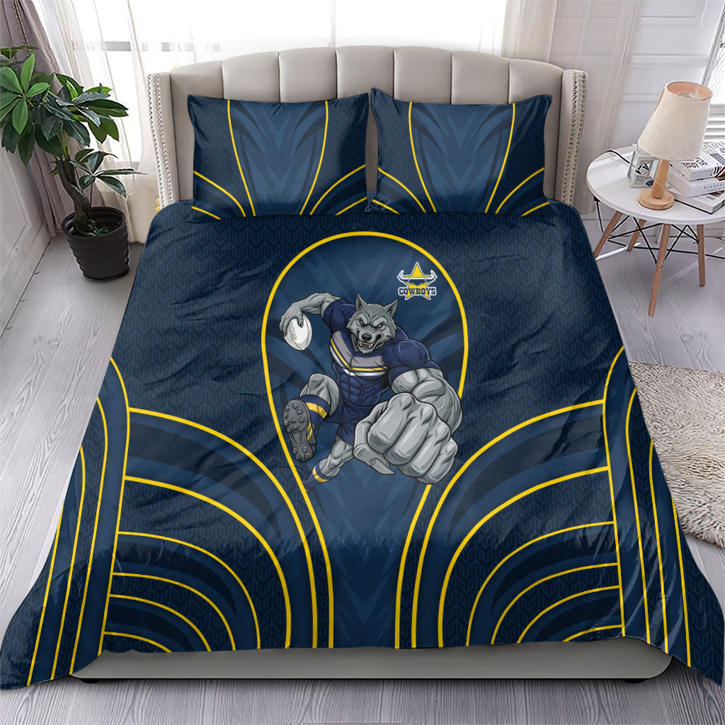 North Queensland Cowboys Rugby Mascot Bedding Set Australian Rugby Culture - Tribal Inspired Wolf