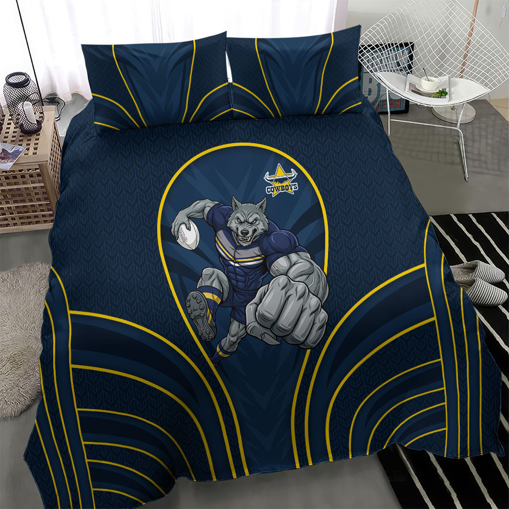 North Queensland Cowboys Rugby Mascot Bedding Set Australian Rugby Culture - Tribal Inspired Wolf