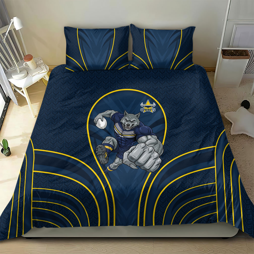 North Queensland Cowboys Rugby Mascot Bedding Set Australian Rugby Culture - Tribal Inspired Wolf