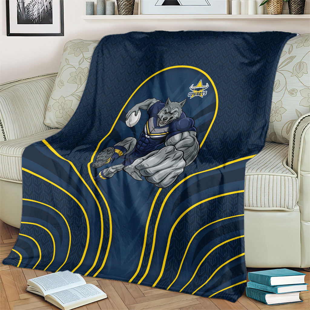 North Queensland Cowboys Rugby Mascot Blanket Australian Rugby Culture - Tribal Inspired Wolf