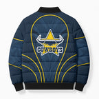 North Queensland Cowboys Rugby Mascot Bomber Puffer Jacket Australian Rugby Culture - Tribal Inspired Wolf