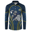 North Queensland Cowboys Rugby Mascot Button Sweatshirt Australian Rugby Culture - Tribal Inspired Wolf