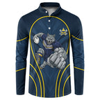 North Queensland Cowboys Rugby Mascot Button Sweatshirt Australian Rugby Culture - Tribal Inspired Wolf