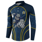 North Queensland Cowboys Rugby Mascot Button Sweatshirt Australian Rugby Culture - Tribal Inspired Wolf