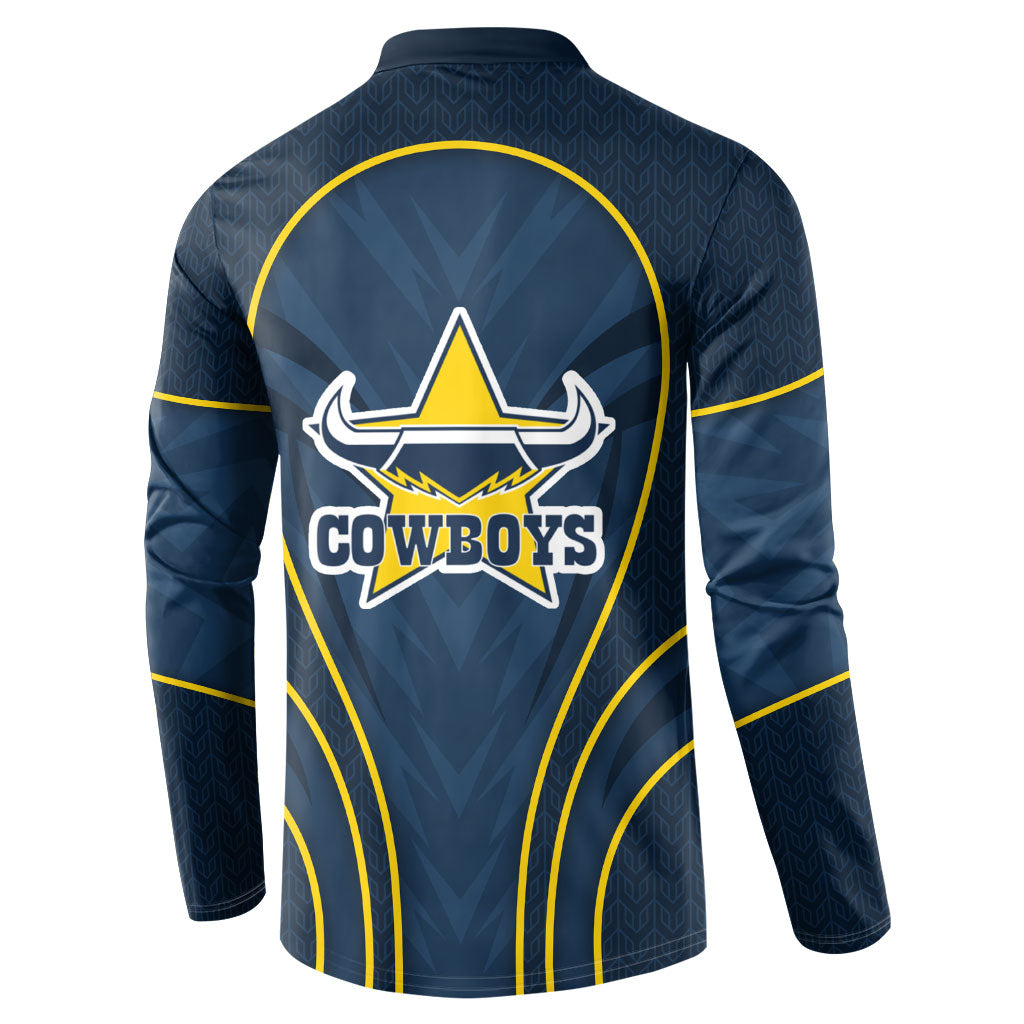North Queensland Cowboys Rugby Mascot Button Sweatshirt Australian Rugby Culture - Tribal Inspired Wolf