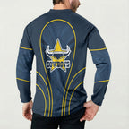 North Queensland Cowboys Rugby Mascot Button Sweatshirt Australian Rugby Culture - Tribal Inspired Wolf