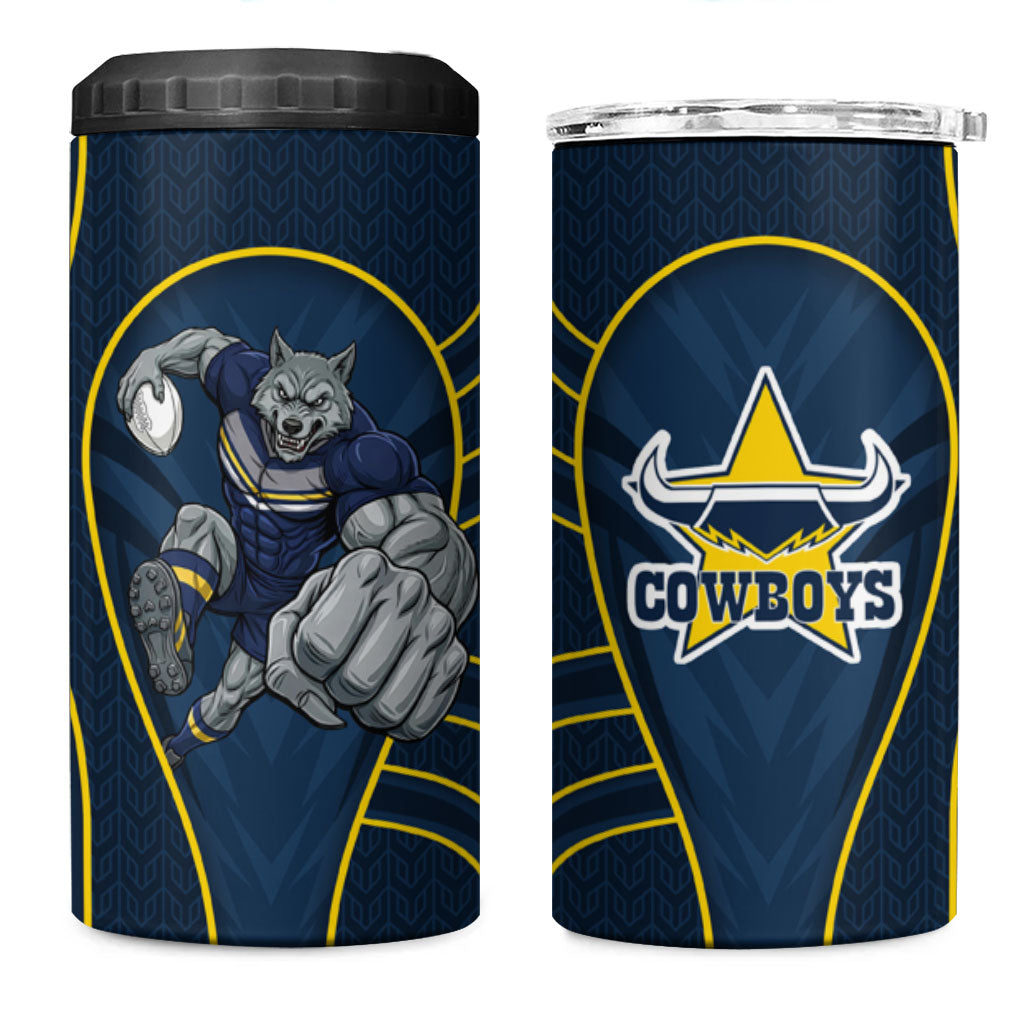 North Queensland Cowboys Rugby Mascot 4 in 1 Can Cooler Tumbler Australian Rugby Culture - Tribal Inspired Wolf