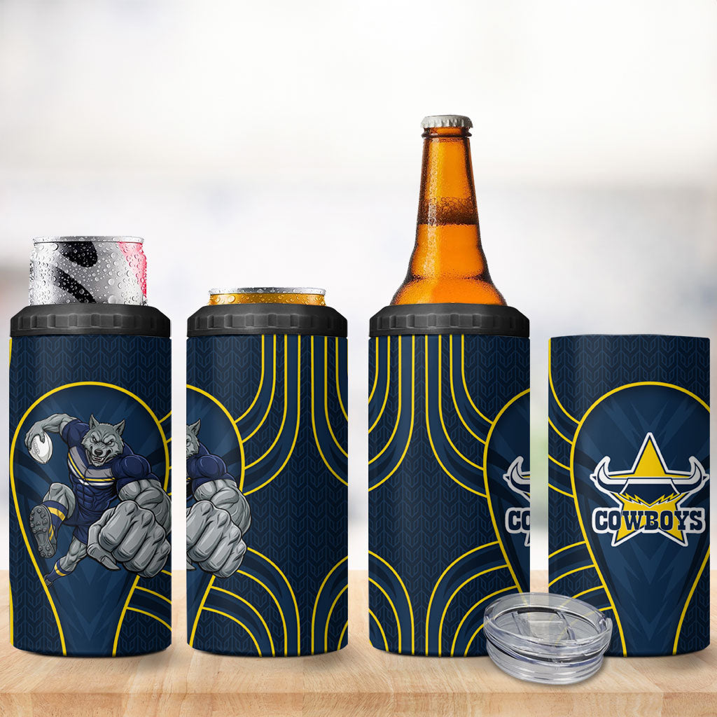 North Queensland Cowboys Rugby Mascot 4 in 1 Can Cooler Tumbler Australian Rugby Culture - Tribal Inspired Wolf