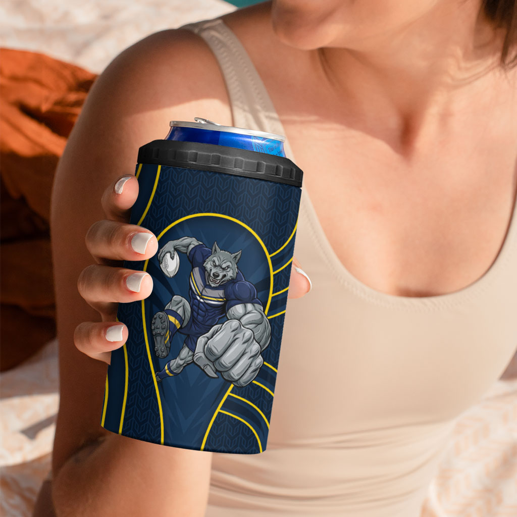North Queensland Cowboys Rugby Mascot 4 in 1 Can Cooler Tumbler Australian Rugby Culture - Tribal Inspired Wolf