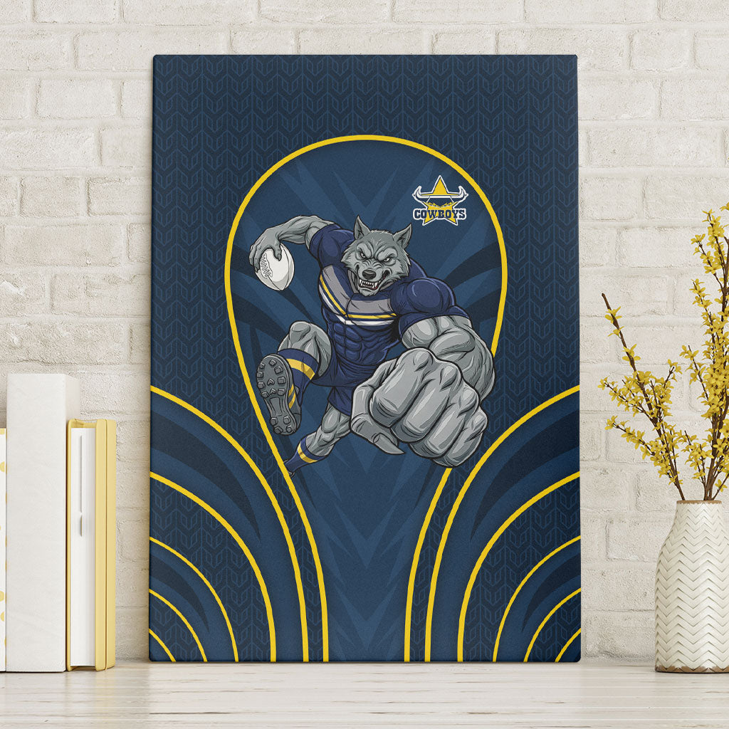 North Queensland Cowboys Rugby Mascot Canvas Wall Art Australian Rugby Culture - Tribal Inspired Wolf