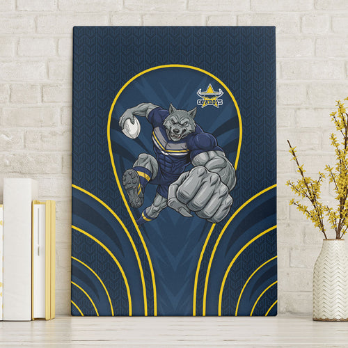 North Queensland Cowboys Rugby Mascot Canvas Wall Art Australian Rugby Culture - Tribal Inspired Wolf