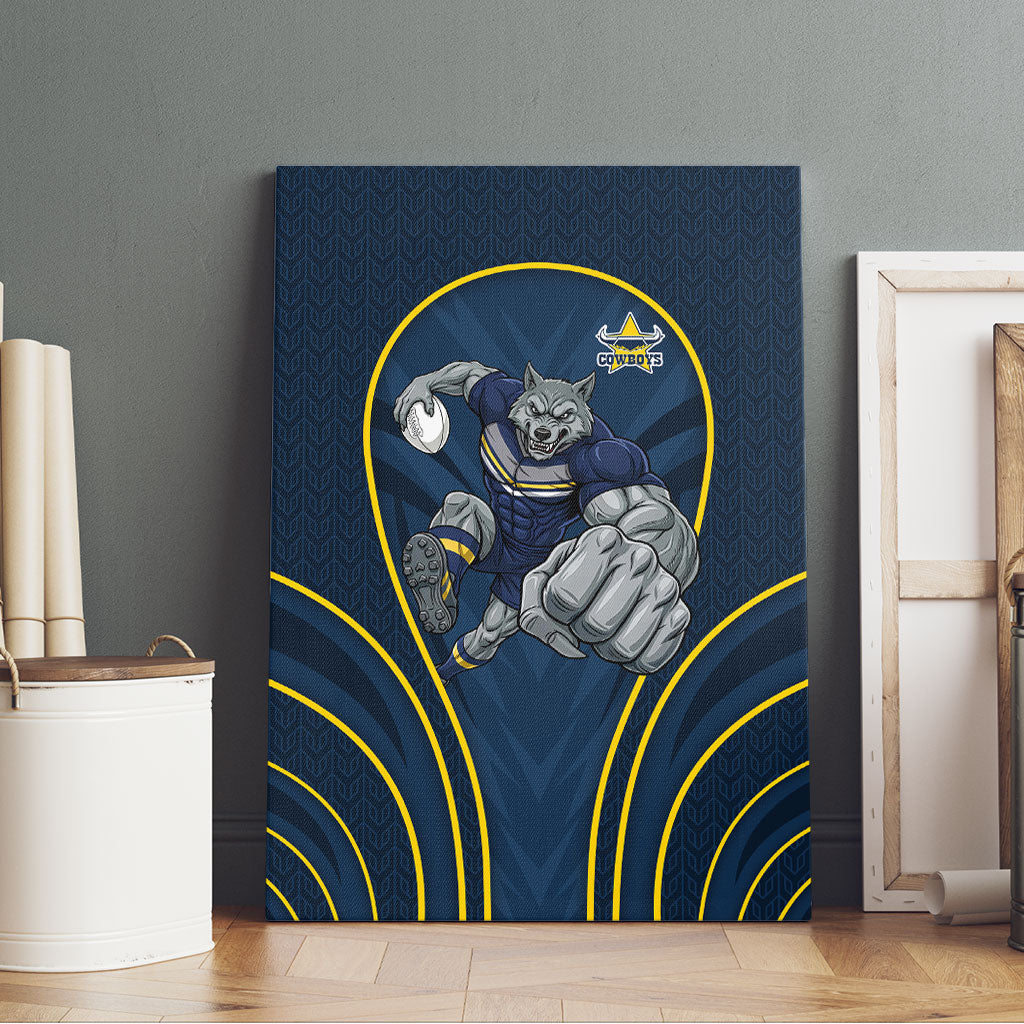North Queensland Cowboys Rugby Mascot Canvas Wall Art Australian Rugby Culture - Tribal Inspired Wolf