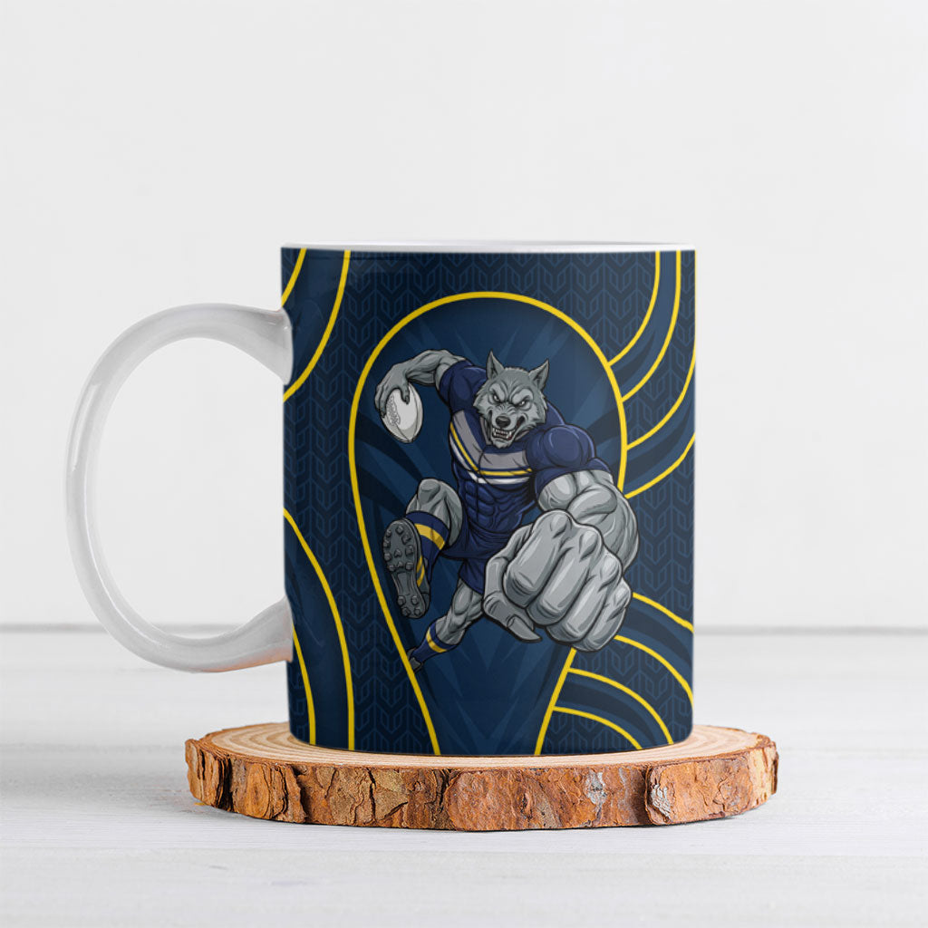 North Queensland Cowboys Rugby Mascot Ceramic Mug Australian Rugby Culture - Tribal Inspired Wolf