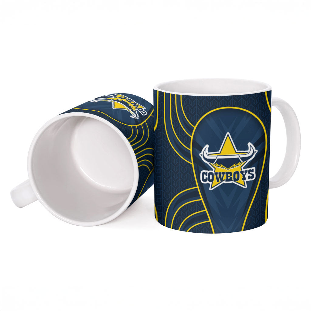North Queensland Cowboys Rugby Mascot Ceramic Mug Australian Rugby Culture - Tribal Inspired Wolf