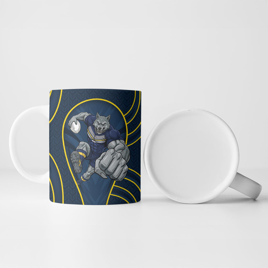 North Queensland Cowboys Rugby Mascot Ceramic Mug Australian Rugby Culture - Tribal Inspired Wolf