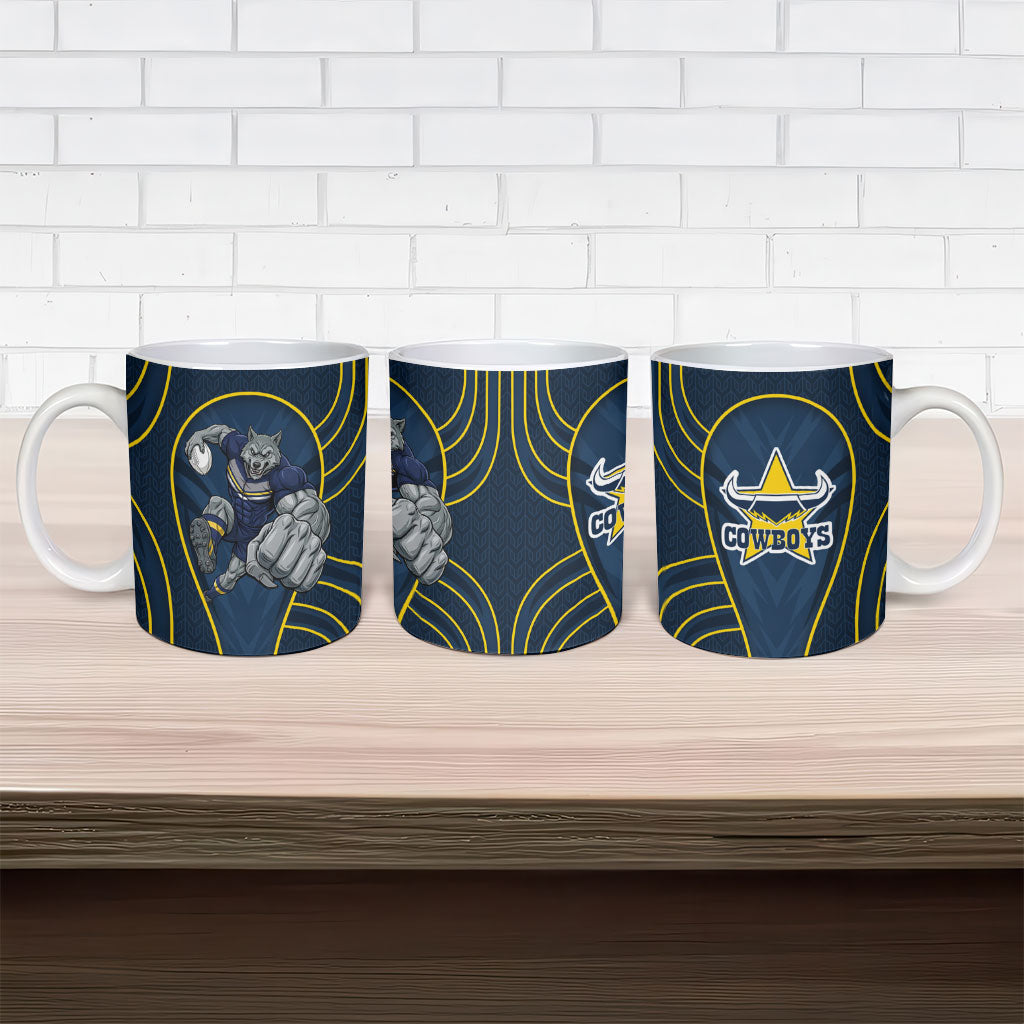 North Queensland Cowboys Rugby Mascot Ceramic Mug Australian Rugby Culture - Tribal Inspired Wolf