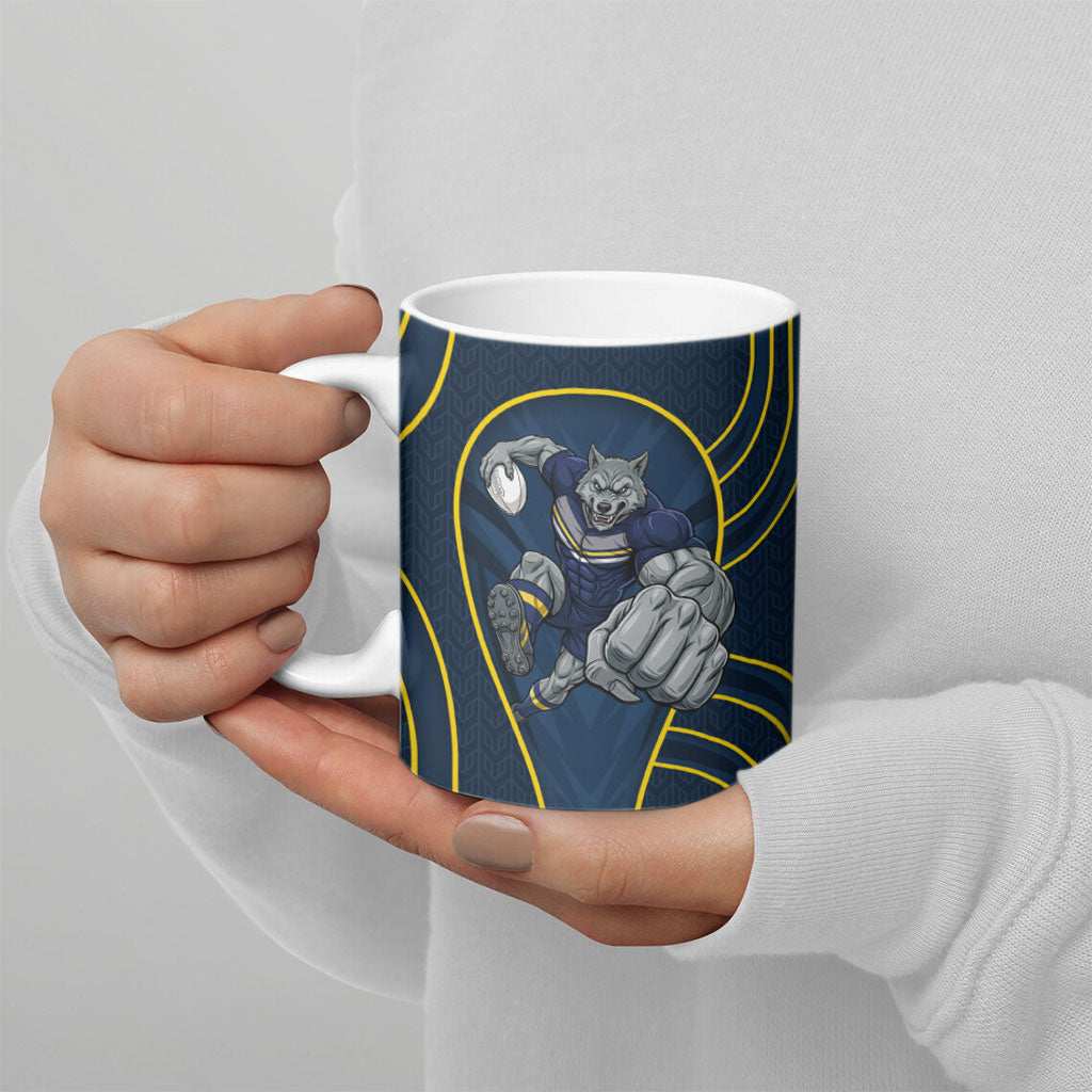 North Queensland Cowboys Rugby Mascot Ceramic Mug Australian Rugby Culture - Tribal Inspired Wolf