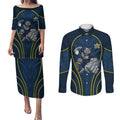 North Queensland Cowboys Rugby Mascot Couples Matching Puletasi and Long Sleeve Button Shirt Australian Rugby Culture - Tribal Inspired Wolf