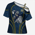 North Queensland Cowboys Rugby Mascot Cross Shoulder Shirt Australian Rugby Culture - Tribal Inspired Wolf
