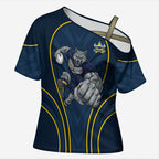 North Queensland Cowboys Rugby Mascot Cross Shoulder Shirt Australian Rugby Culture - Tribal Inspired Wolf