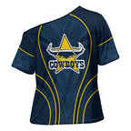 North Queensland Cowboys Rugby Mascot Cross Shoulder Shirt Australian Rugby Culture - Tribal Inspired Wolf