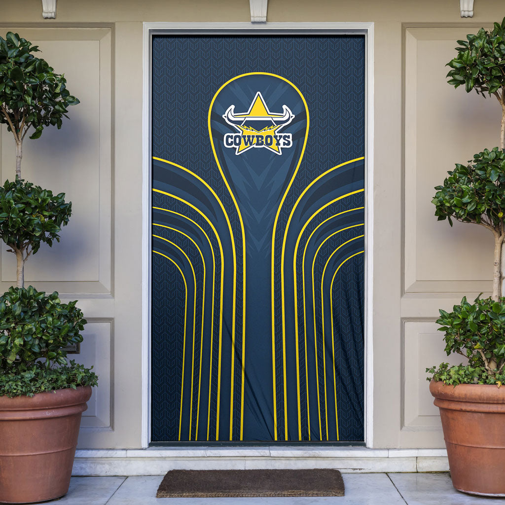 North Queensland Cowboys Rugby Mascot Door Cover Australian Rugby Culture - Tribal Inspired Wolf