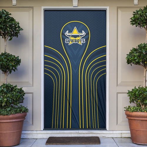 North Queensland Cowboys Rugby Mascot Door Cover Australian Rugby Culture - Tribal Inspired Wolf