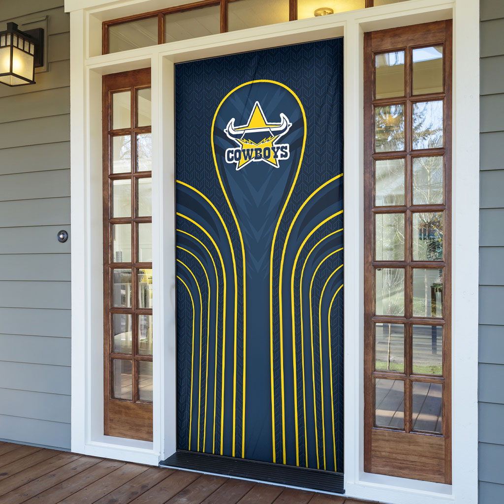 North Queensland Cowboys Rugby Mascot Door Cover Australian Rugby Culture - Tribal Inspired Wolf